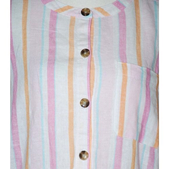 NWT Time And Tru Ladies Pink Striped Sheath Dress Size XXL Linen Blend Pockets S - Picture 3 of 14